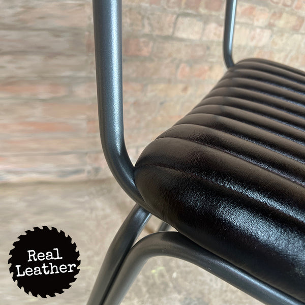Hoxton Leather Bar Stool - English Plum