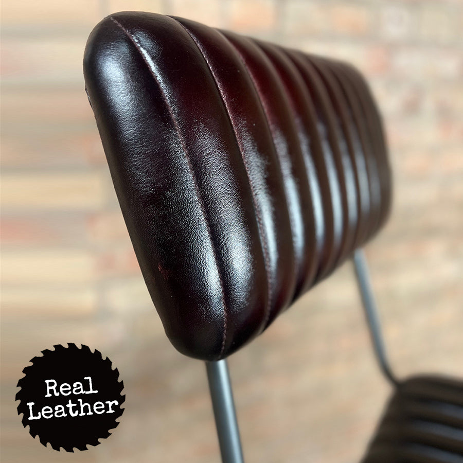 Hoxton Leather Bar Stool - English Plum