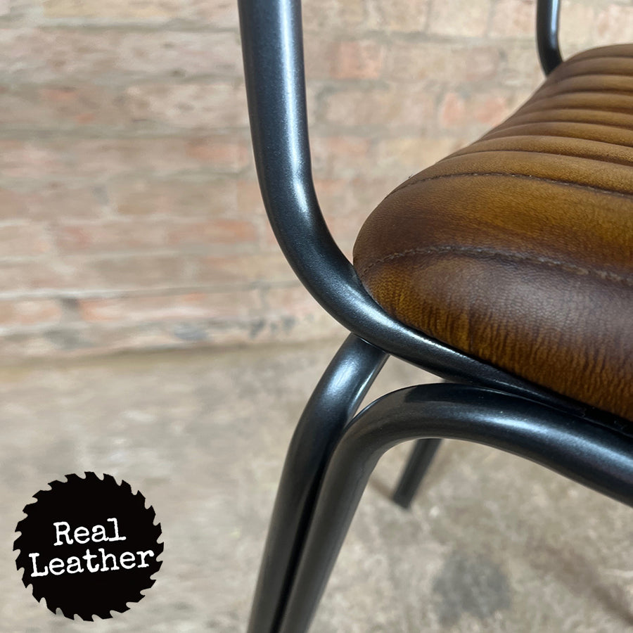Hoxton Leather Bar Stool - Whisky Tan